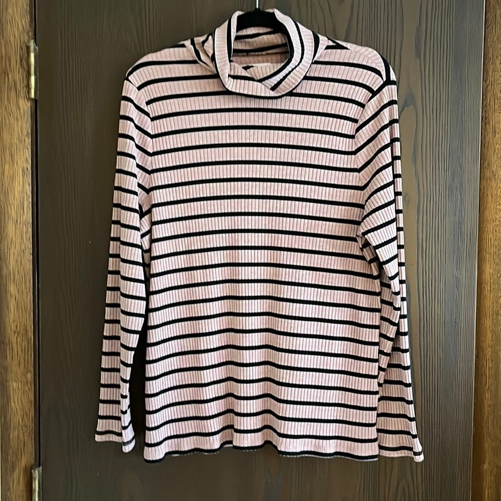 Charter Club rose with black striped long sleeved top. Size XXL